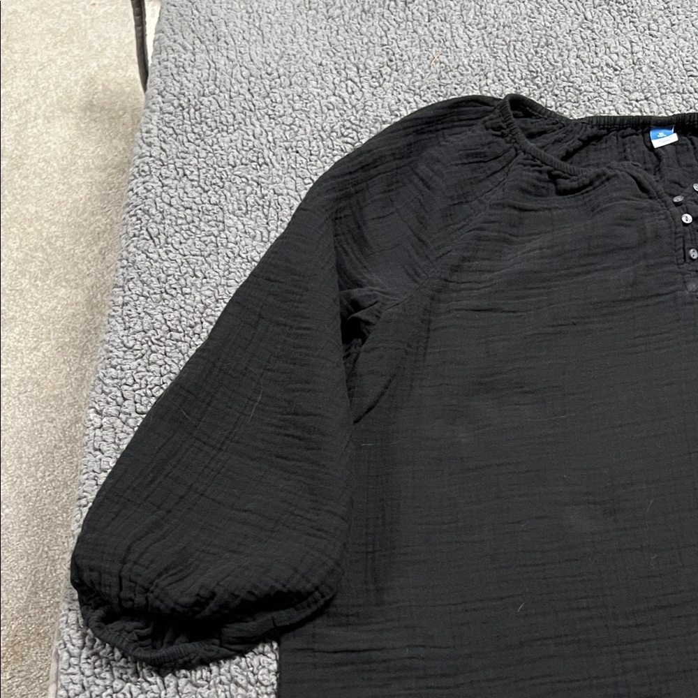 Old Navy Black Women's Peasant Balloon Sleeve Cotton Gauze Blouse XL tall - Picture 2 of 10